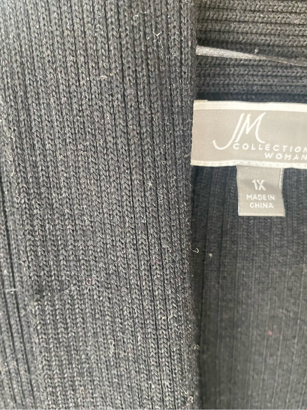 JM Collection Black Open-Front Ribbed Cardigan - Picture 3 of 3